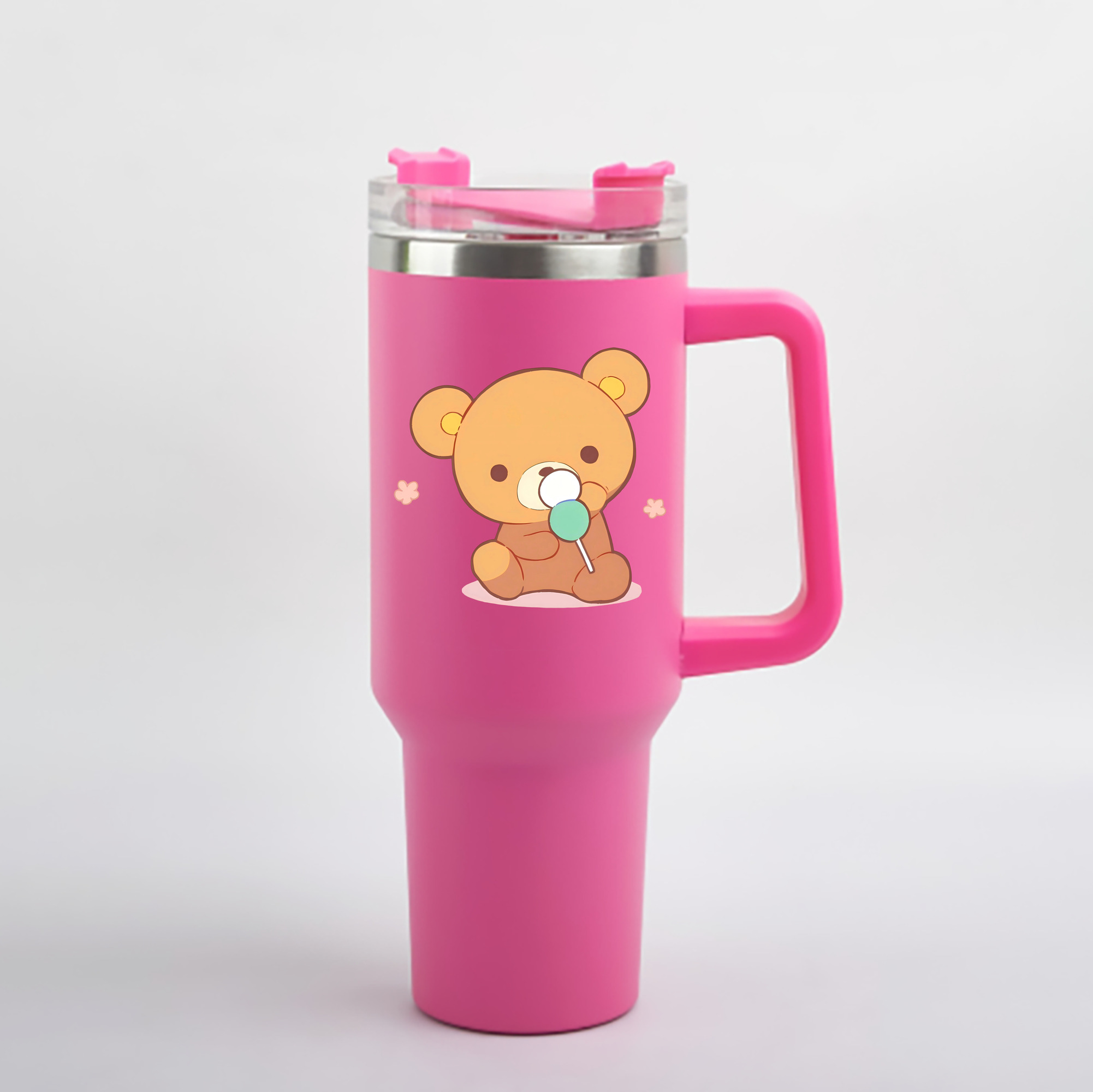 （画像用） リラックマ リラックマ キイロイトリ Rilakkuma Korilakkuma Kiiroitori 1200mL車用タンブラー - クリスタルステッカー（プラスチックストロー付き）